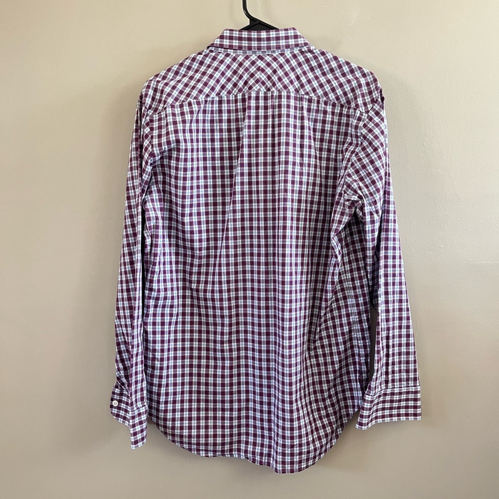 Billy Reid Button Up Plaid Shirt Lightweight Blue Purple Size Medium - Picture 2 of 5